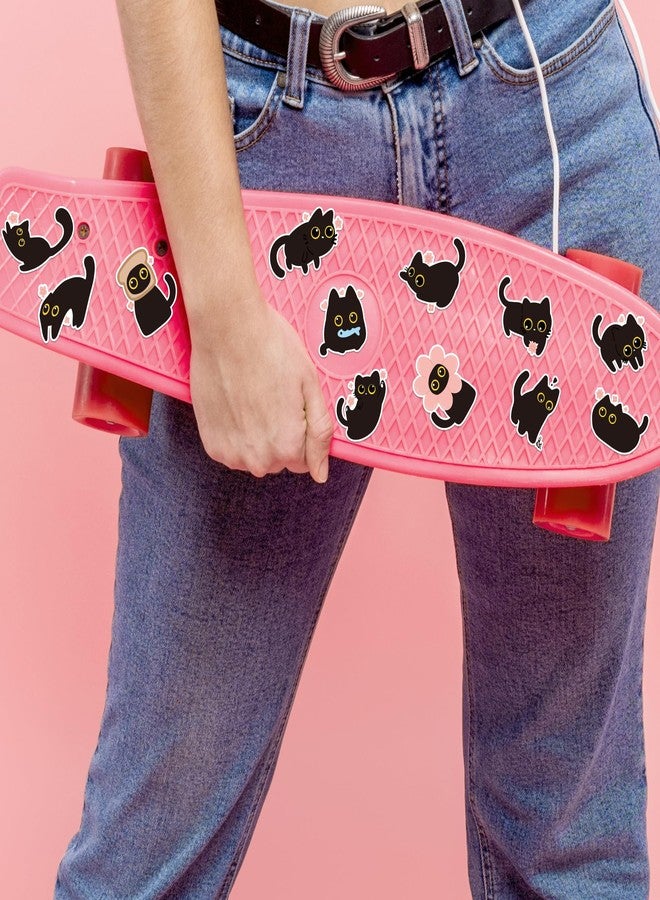 BkeeCten Black Cat Sticker Roll - 1000pcs Cute Black Cat Flower Waterproof Vinyl Reusable Laptop Stickers Coloring Book Scrapbook Water Bottle Page Activity Pad Birthday Party Favors Kids Skateboard - Image 3